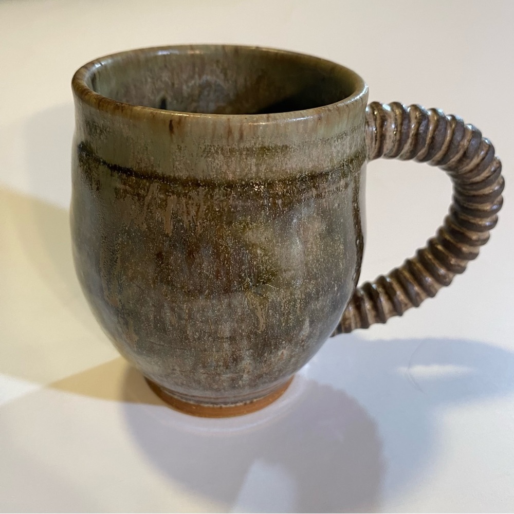Handmade Mug by Kathy Peck, signed, GUC, Brown glaze, Capacity approx 10oz
